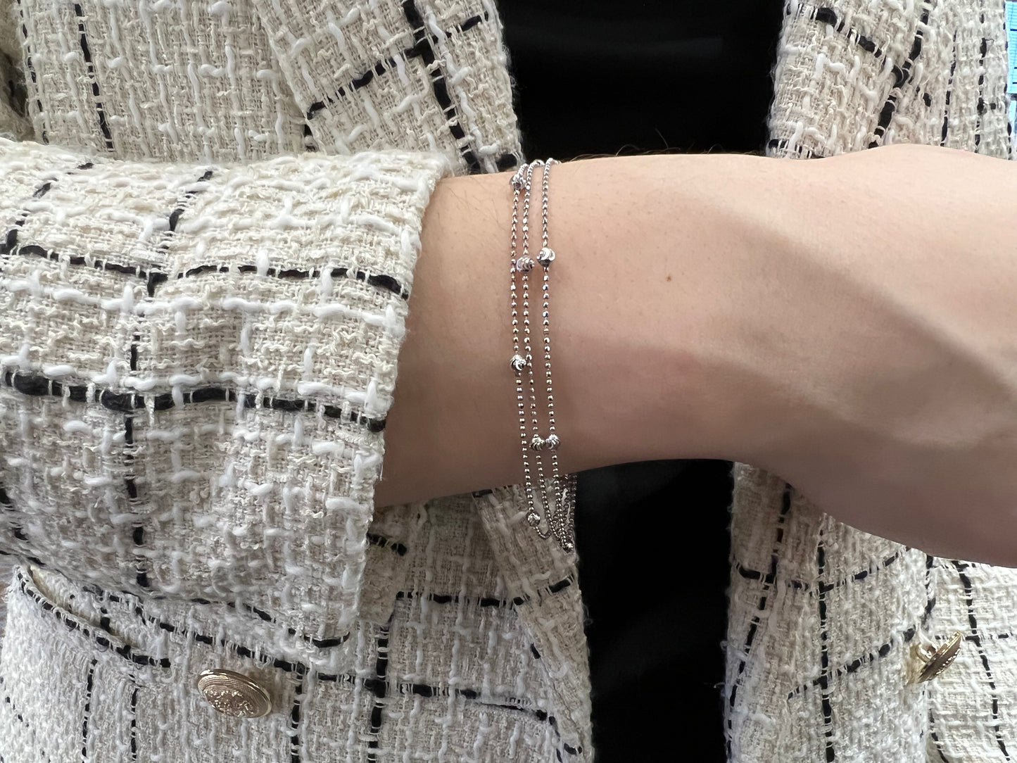 Exclusively Silver Diamond Cut Triple Strand Bracelet