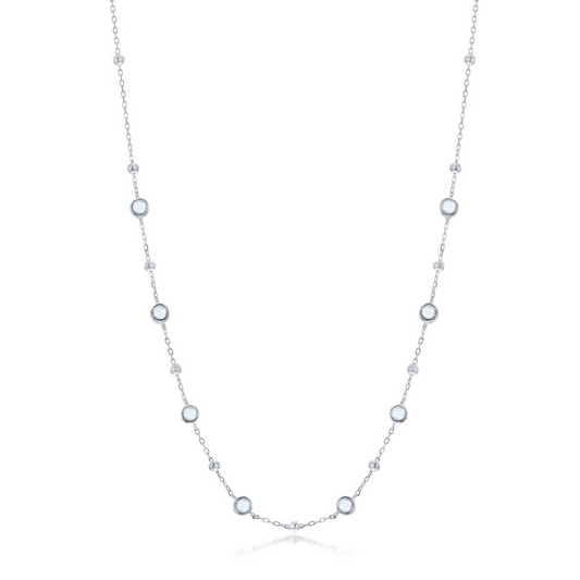 Exclusively Silver Beaded Station Necklace