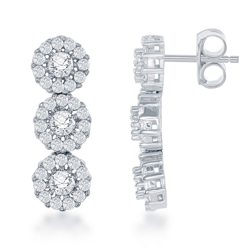 Exclusively Silver Multiple CZ Round Earrings