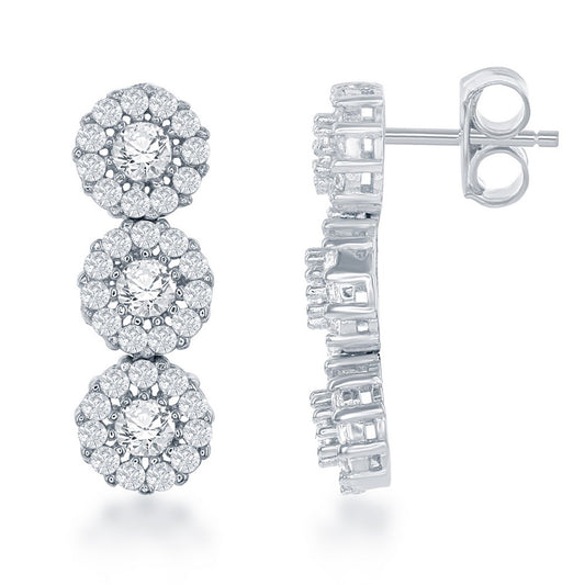 Exclusively Silver Multiple CZ Round Earrings