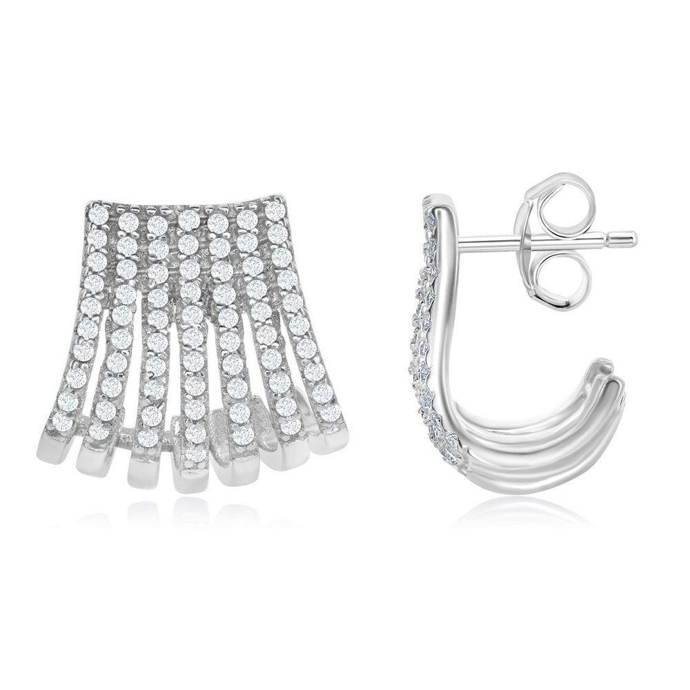 Exclusively Silver CZ Cuff Earrings