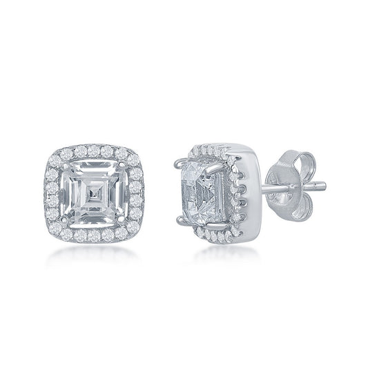 Exclusively Silver Double Square CZ Studs