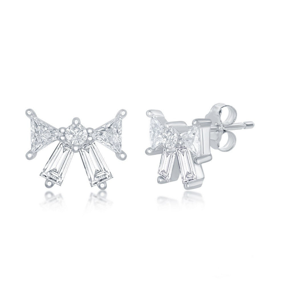 Exclusively Silver Bow CZ Studs