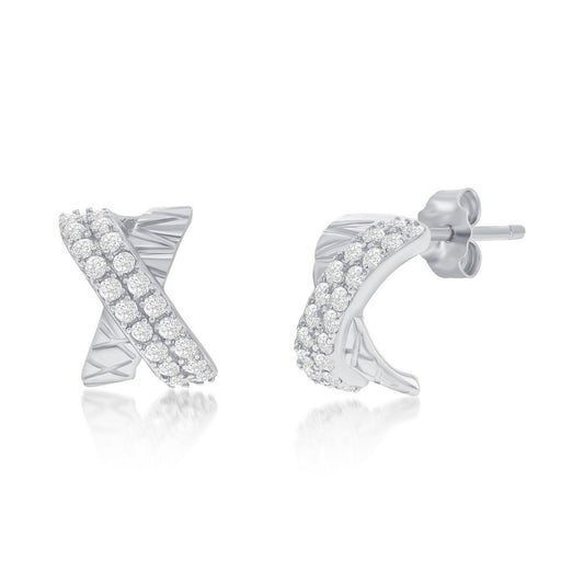 Exclusively Silver "X" Design Earrings