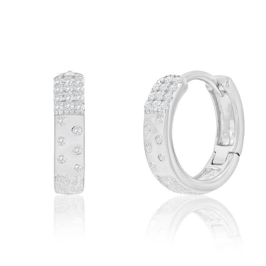 Exclusively Silver CZ Brushed Hoop