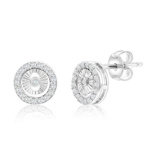 Exclusively Silver CZ Border Stud