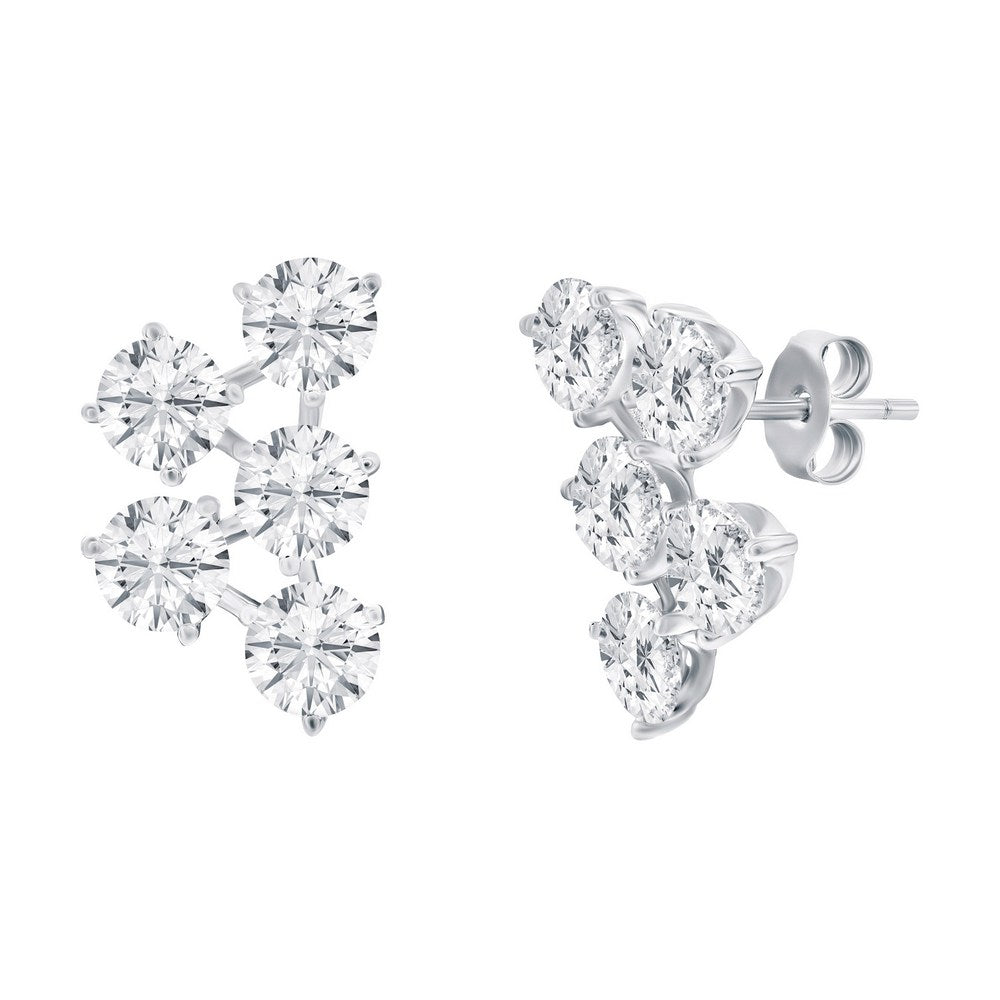 Exclusively Silver Cluster Earrings