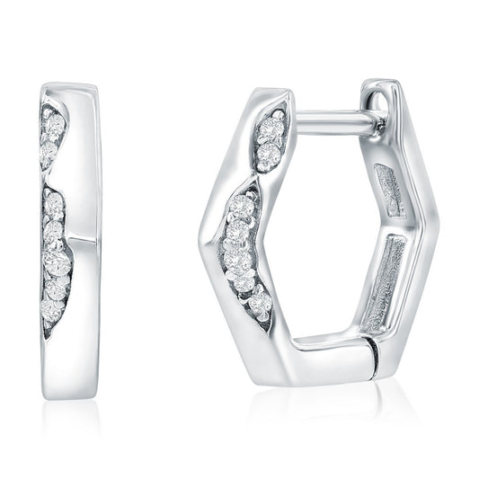 Exclusively Silver Geometric Huggie