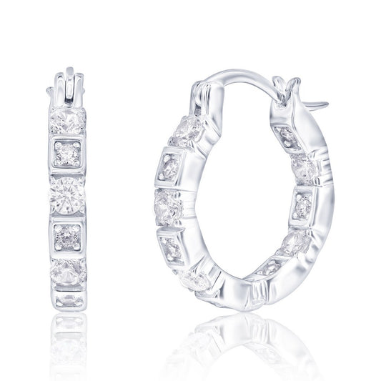 Exclusively Silver Square CZ Hoops