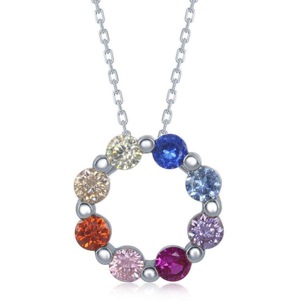 Exclusively Silver Rainbow Circle of Life Necklace