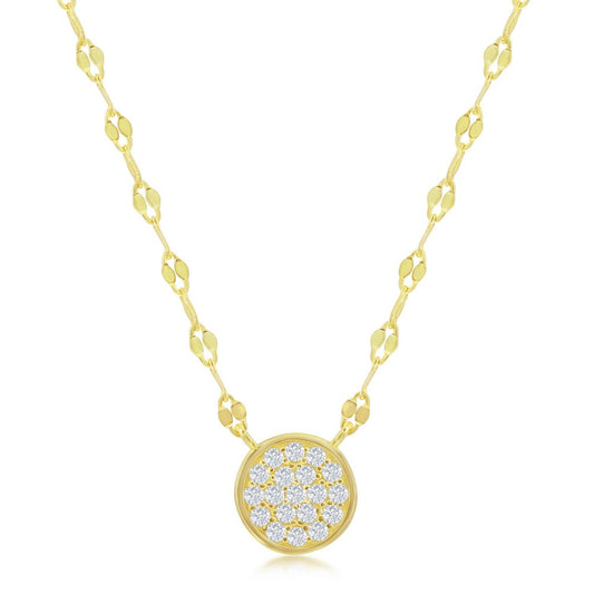 Exclusively Silver Pave Cz Circle Mirror Style Chain