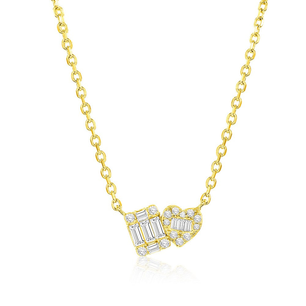 Exclusively Silver Heart & Square Necklace