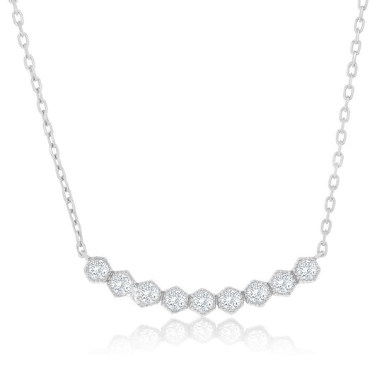 Exclusively Silver Hexagon Curved Bar Necklace