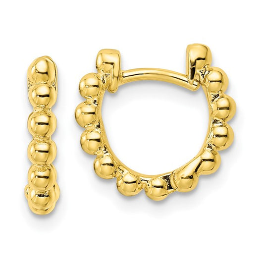 Exclusively Silver Polished Beaded Huggie Hoops