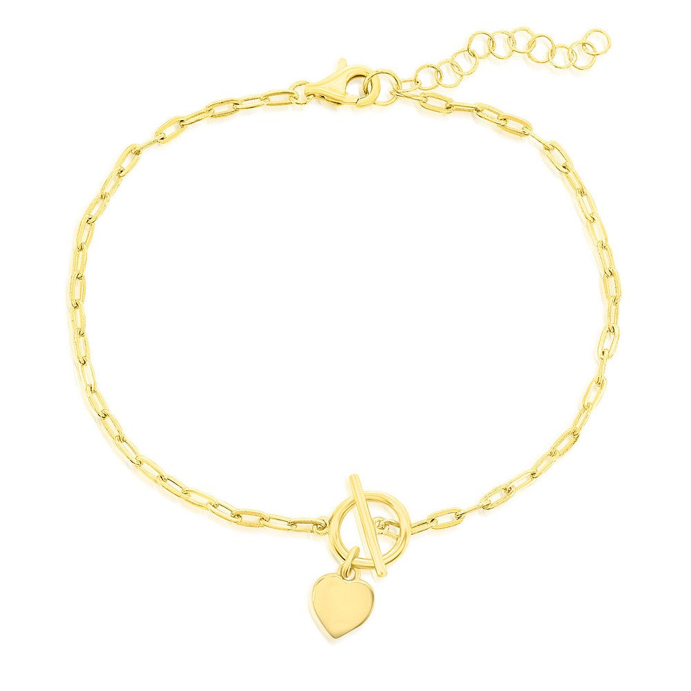 Exclusively Silver Heart Charm Paperclip Bracelet
