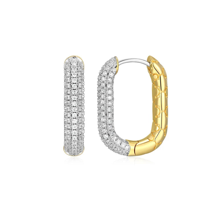Exclusively Silver Reversible CZ Paperclip Hoops