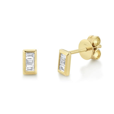 Shy Creation Baguette Diamond Studs