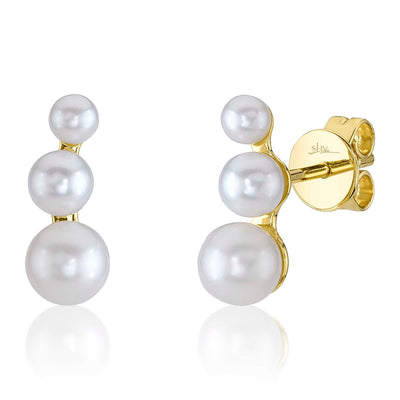 Shy Creation Graduated Pearl Stud Earring
