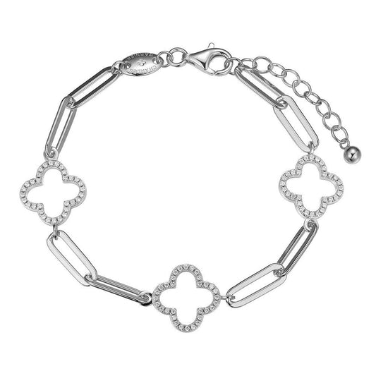 Exclusively Silver Clover Station Bracelet