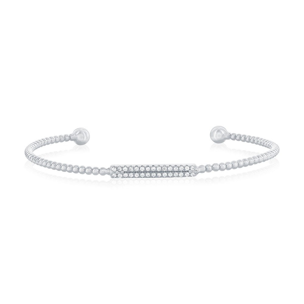 Exclusively Silver Bar Beaded Bangle