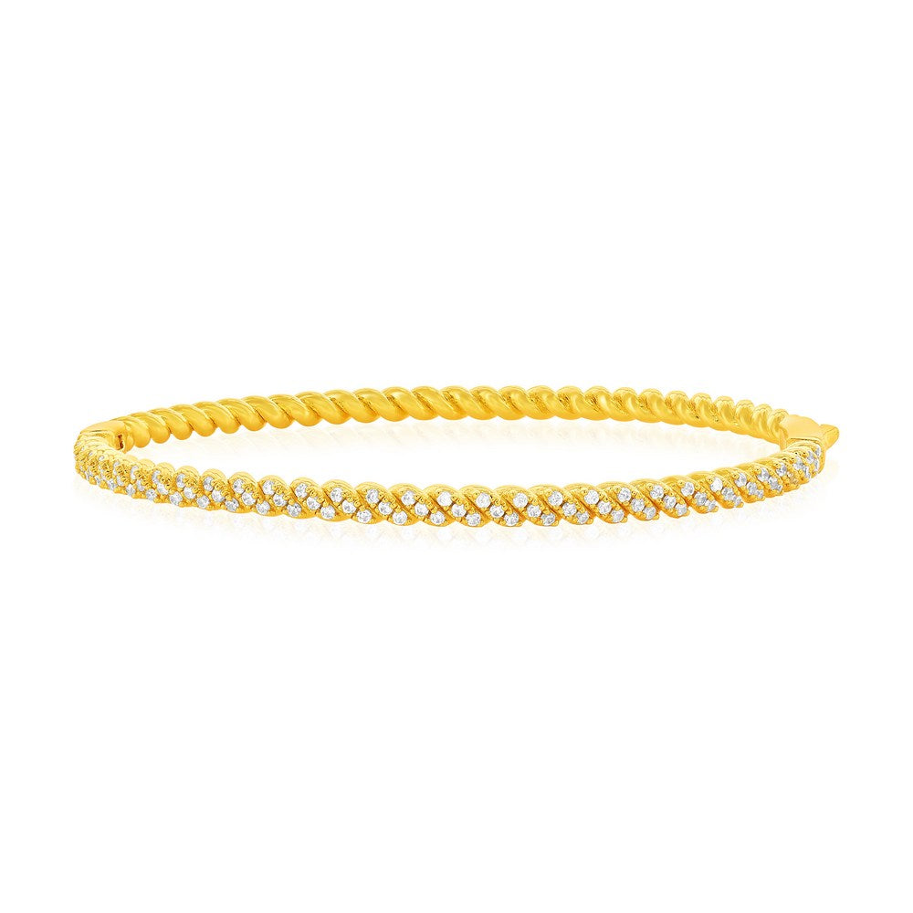 Exclusively Silver Reversible CZ Twist Bangle