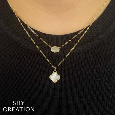 Shy Creation Clover Pearl Necklace