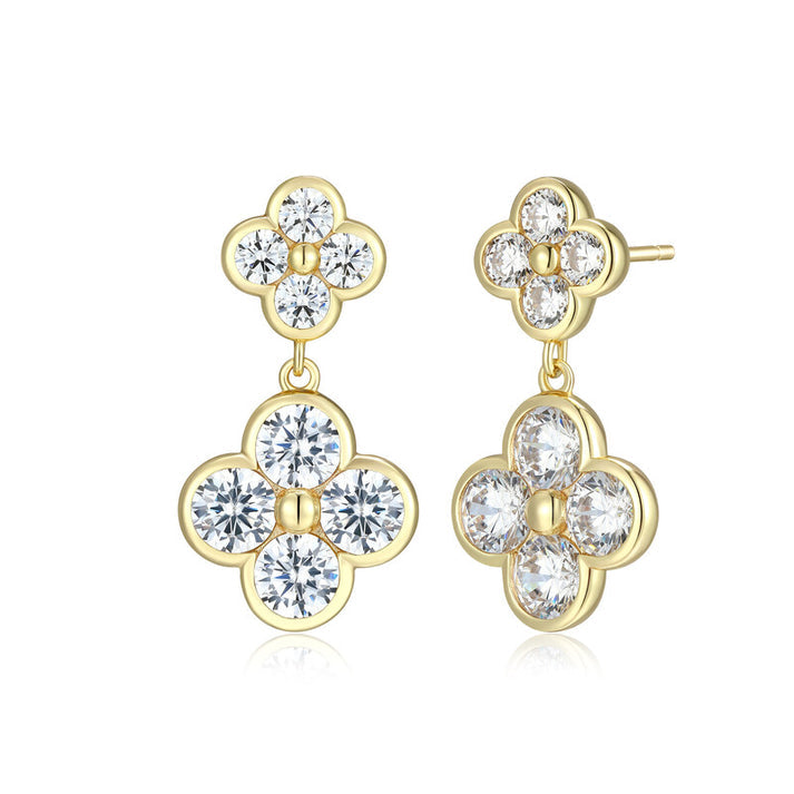 Exclusively Silver Clover CZ Drop Earrings