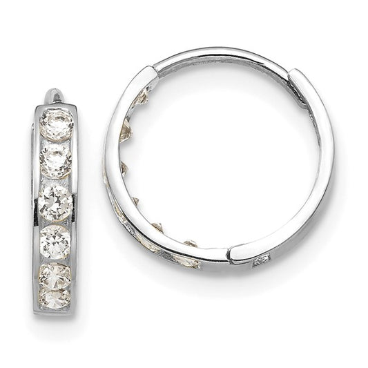 White Gold Cz Huggie Hoop Earring