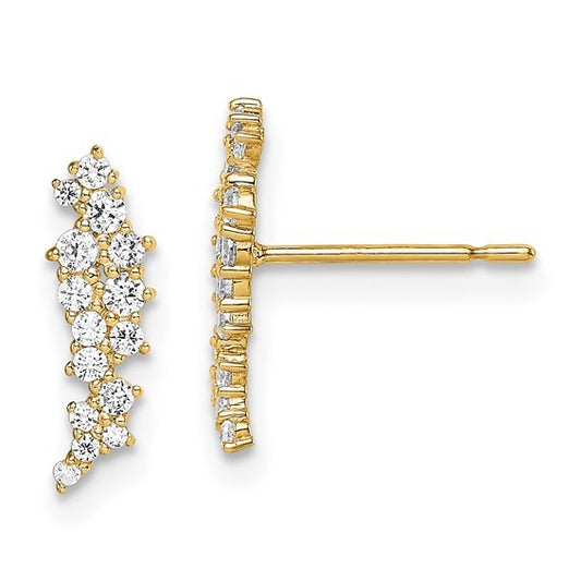 Yellow Gold Cluster Post Earrings