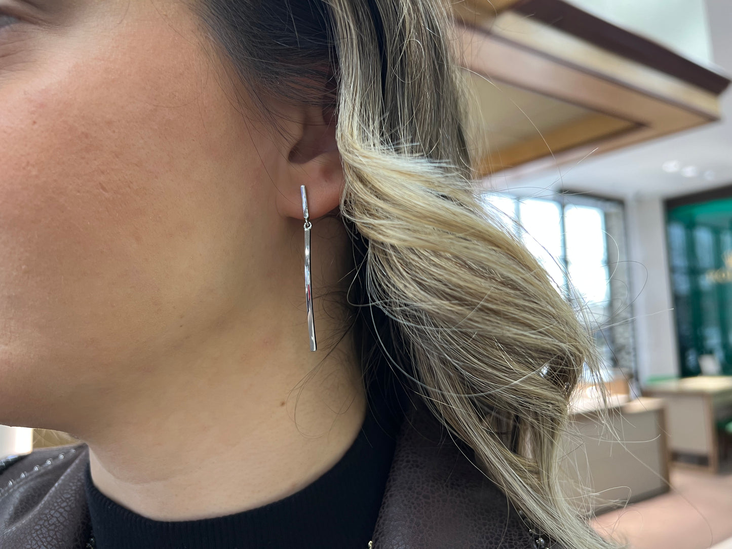 Exclusively Silver Long Bar Dangle Earrings