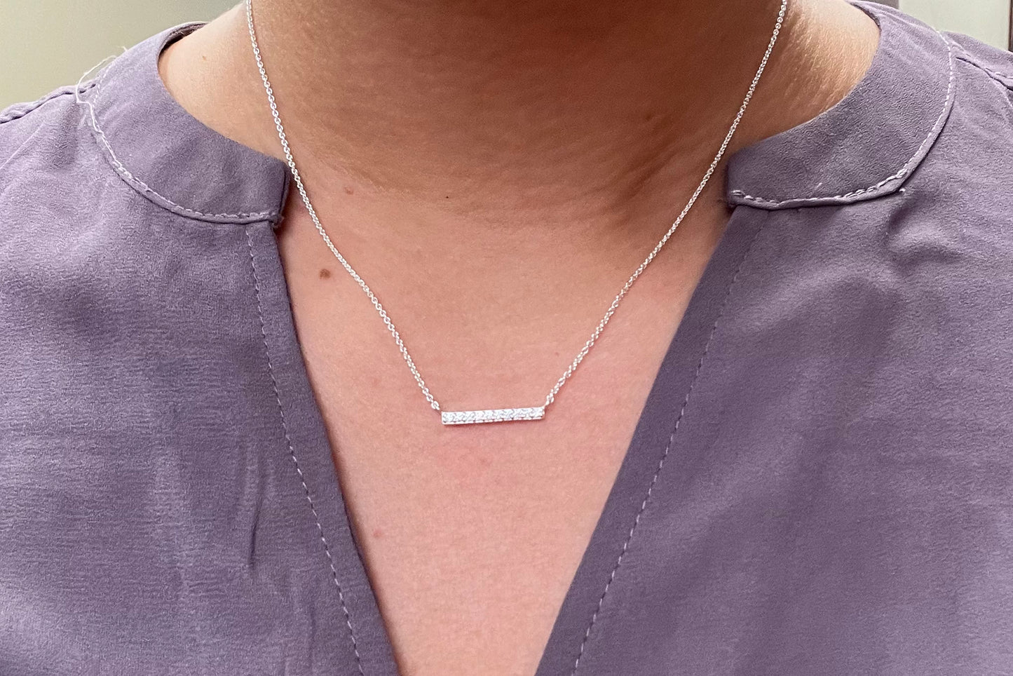 Exclusively Silver CZ Bar Necklace