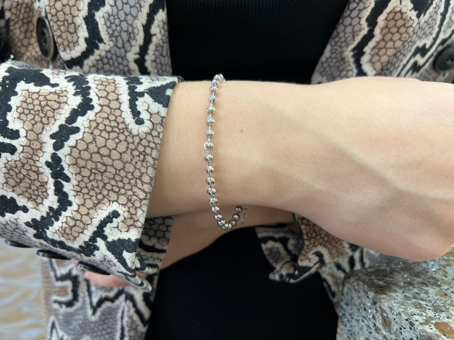 Exclusively Silver Diamond Cut Bead Strand Bracelet