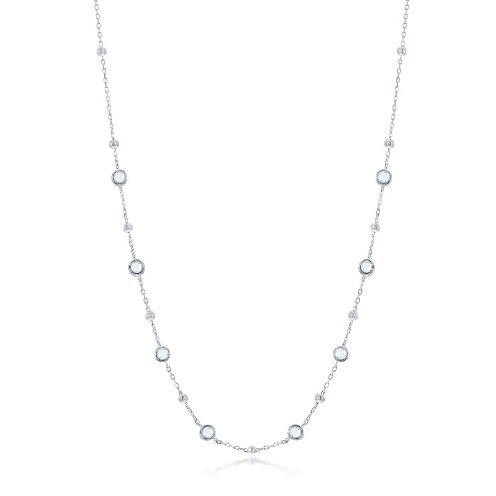 Exclusively Silver Beaded Station Necklace