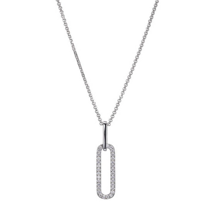 Exclusively Silver CZ Necklace with Drop Paperclip