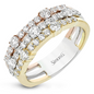 Simon G. Tri-Color 3 Row Diamond Ring