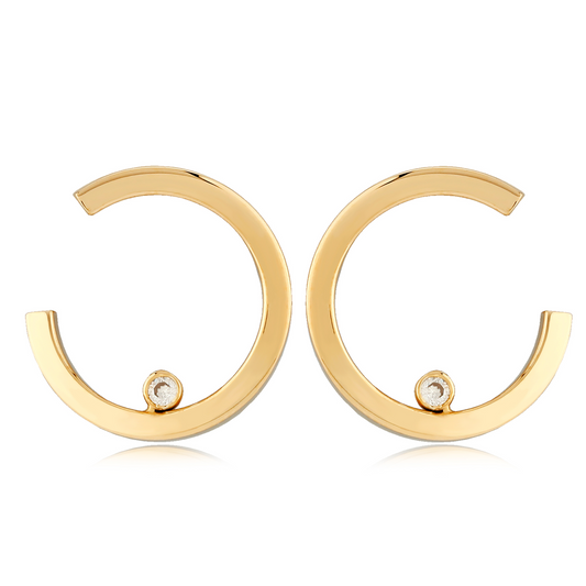 Signature Collection Tube Hoop Earrings With A Round Diamond