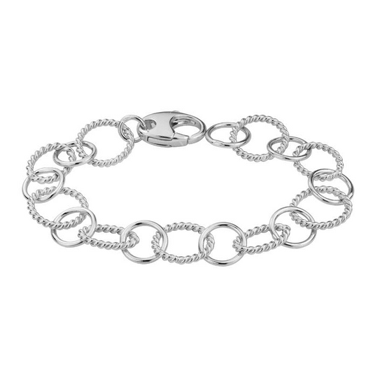 Exclusively Silver Alternating Textured and Plain Circles