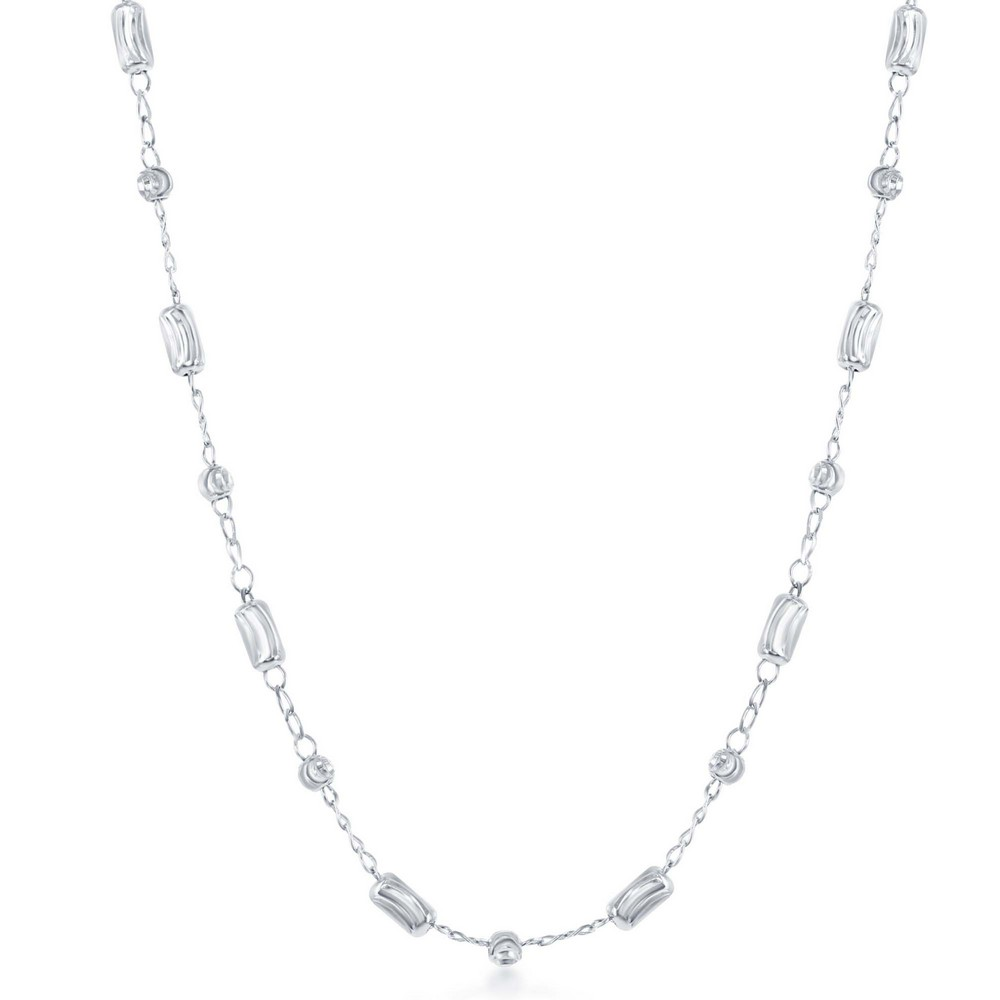 Exclusively Silver Small Rod and Bead Necklace