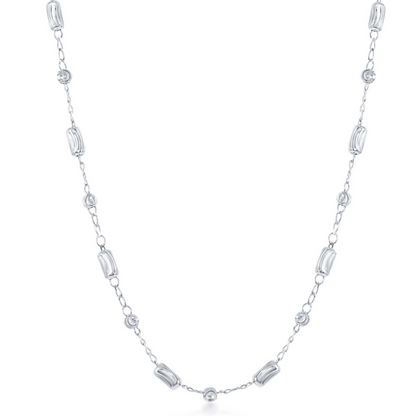 Exclusively Silver Small Rod and Bead Necklace