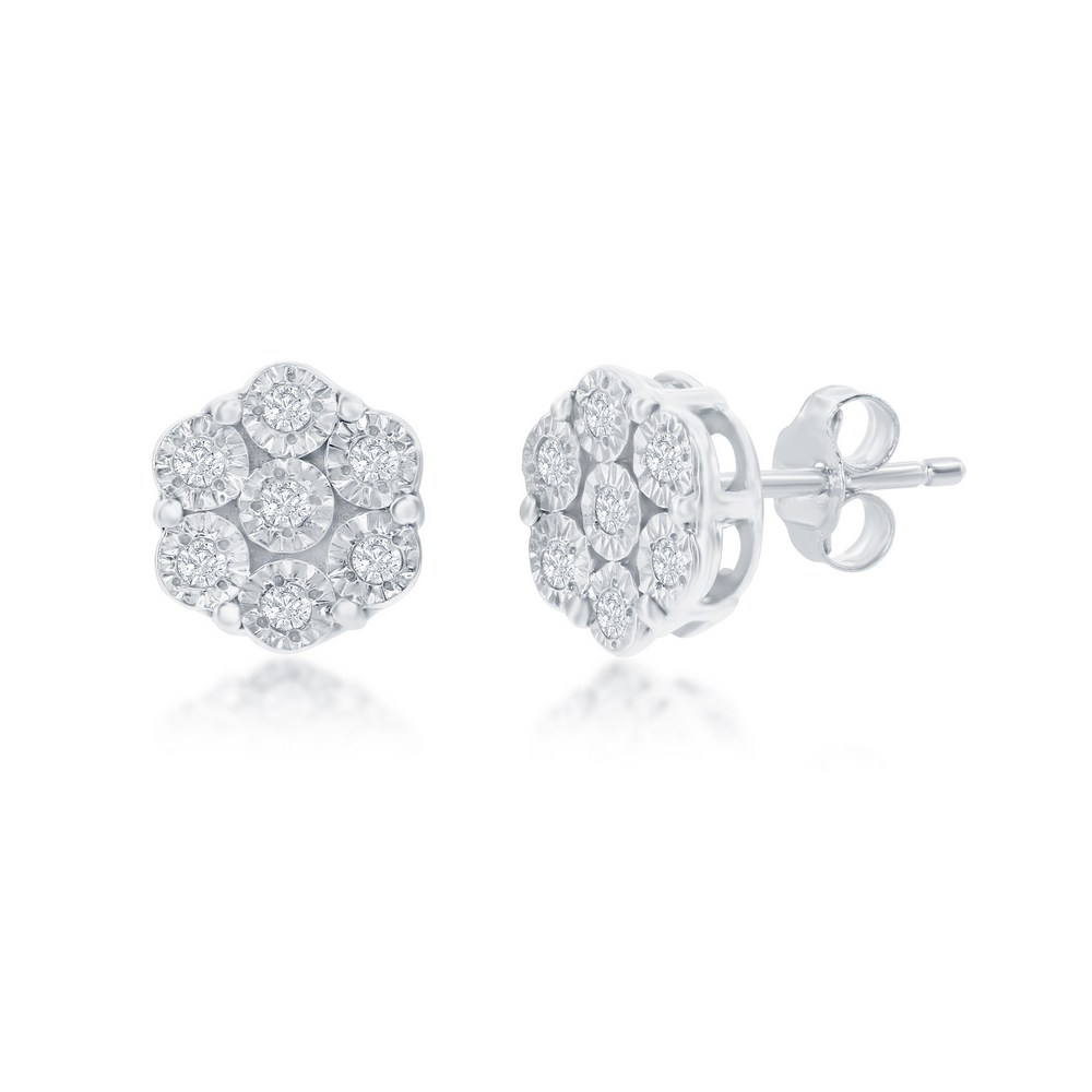 Exclusively Silver Flower Design Stud Earrings