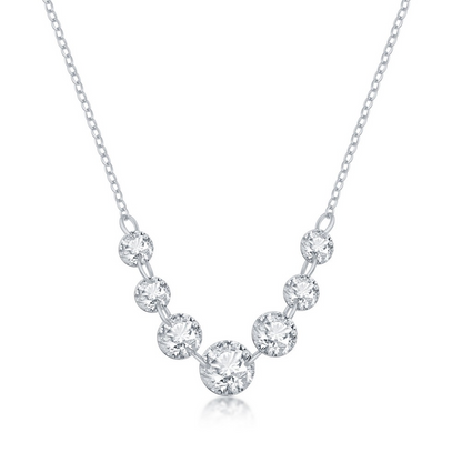 Exclusively Silver CZ Station Dangle Necklace