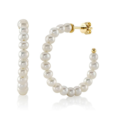 Shy Creation Pearl Hoop Earrings