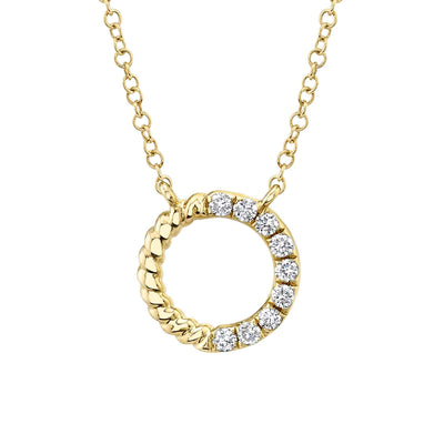 Shy Creation Half Diamond Circle Pendant