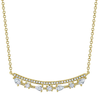 Shy Creation Double Diamond Bar Necklace