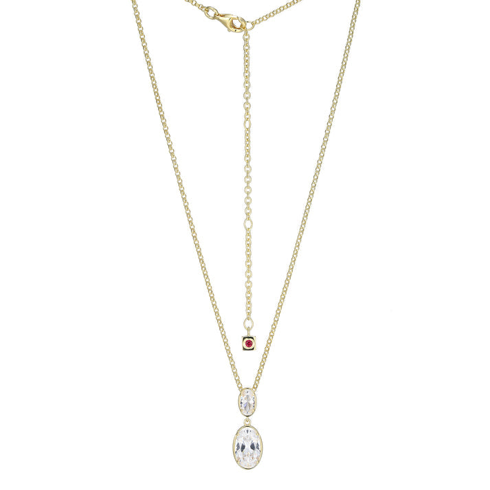 Exclusively Silver Oval CZ Drop Pendant Necklace
