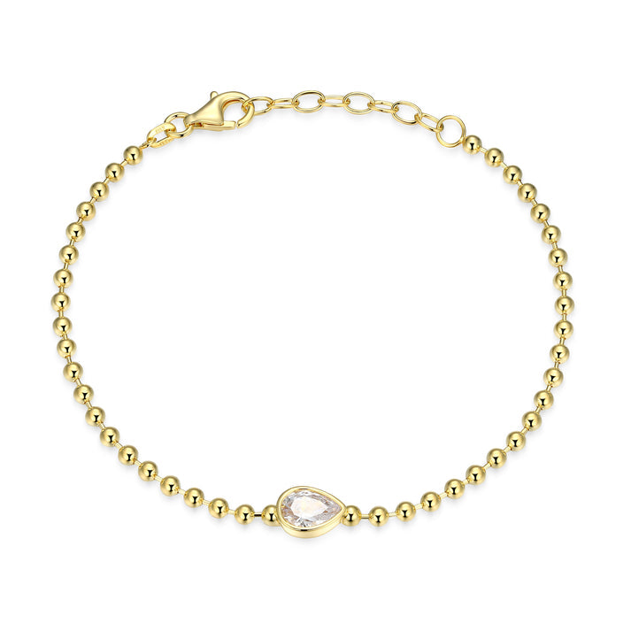 Exclusively Silver CZ Pear Beaded Bracelet