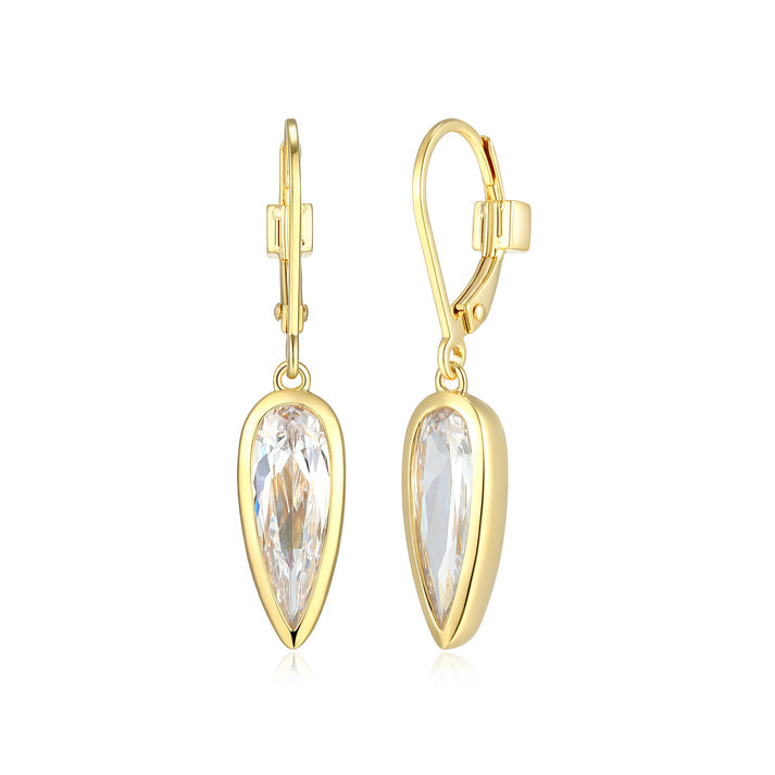 Exclusively Silver Pear CZ Dangle Earrings