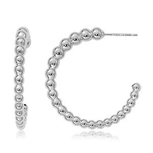 Exclusively Silver Graduated Beaded Hoops