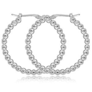 Exclusively Silver Beaded Hoops