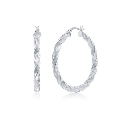 Exclusively Silver Twist Hoops